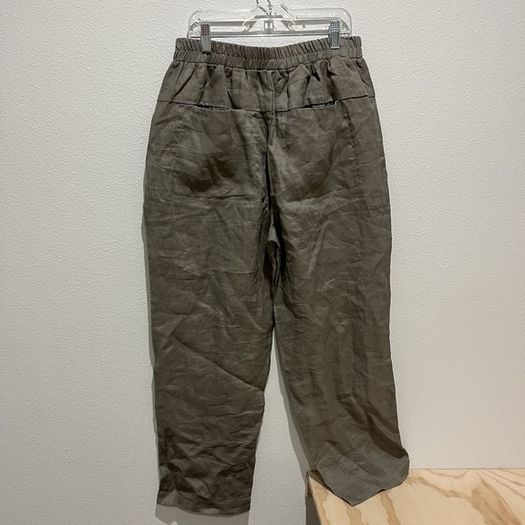 Grade And Gather 100% Linen Pants Sz L Grey/beige Big Pockets Lightweight Classy - Picture 5 of 13